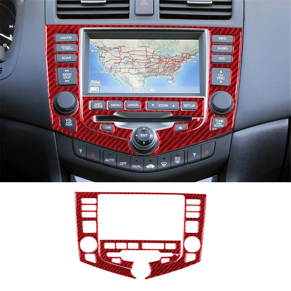 Cubierta interior de fibra de carbono roja para Honda Accord sedán 2003-2007 17* Foto 2 de 4