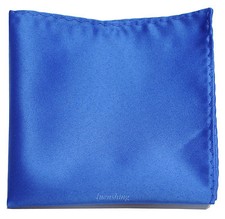 New formal Brand Q satin polyester pocket square hankie only Royal Blue Prom