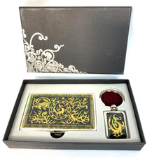 Mythical Asian Creatures Name Card Case  Keychain Set Golden Mother of Pearl