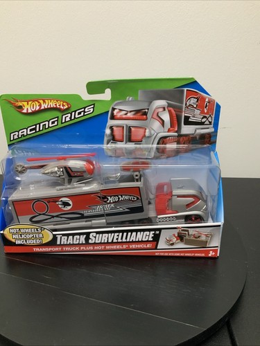 Hot Wheels Racing Rigs Track Surveillance Helicopter, Transport Truck New in Box