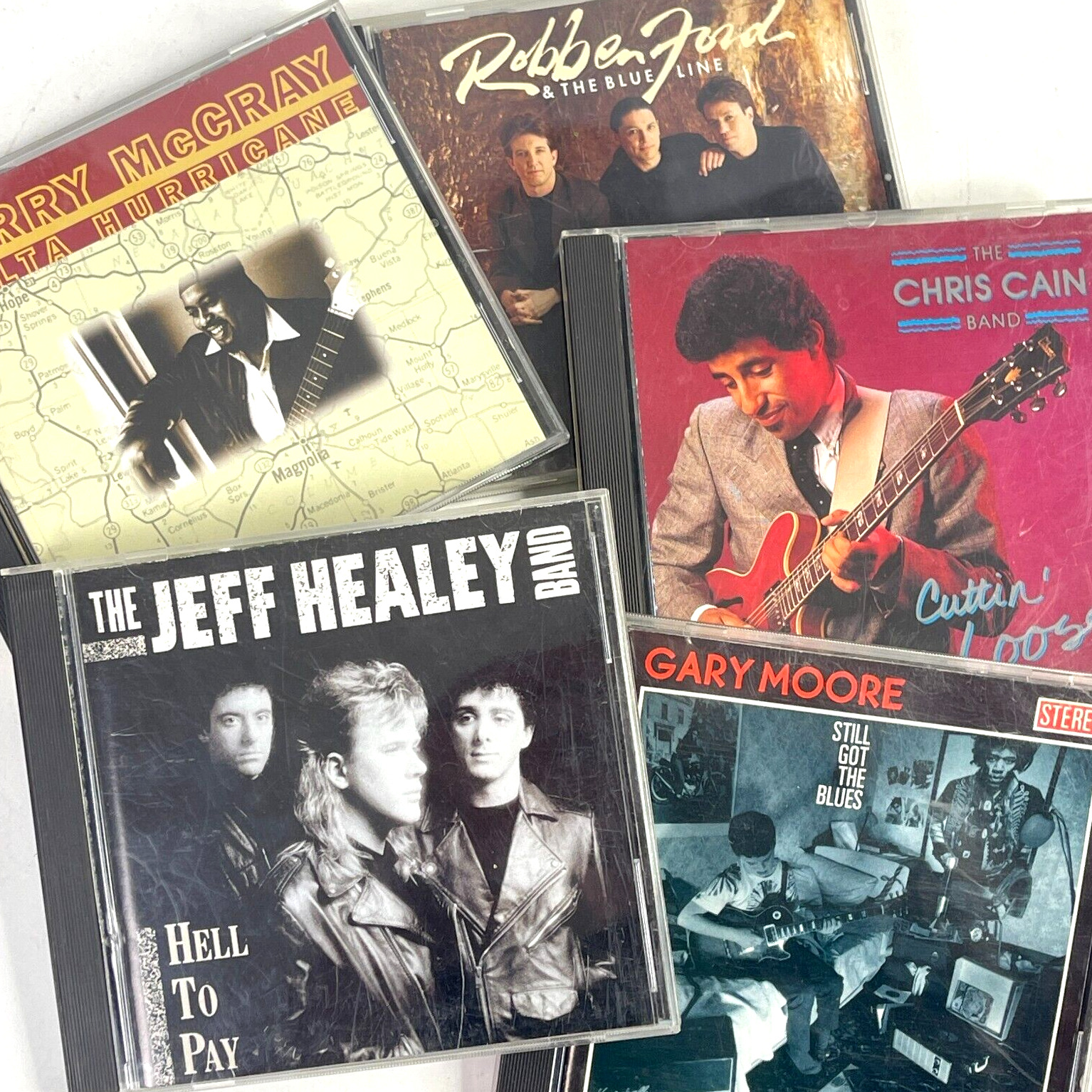 Chris Cain Larry McCray Gary Moore Robben Ford Jeff Healey 5 Blues Rock CD Lot