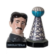 PT Nikola Tesla Magnetic Ceramic Salt and Pepper Shakers Set
