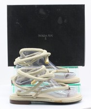 PATRIZIA PEPE WOMENS WRAPAROUND ROPE SANDALS UK 4 EU 37 BEIGE RRP £245 AD