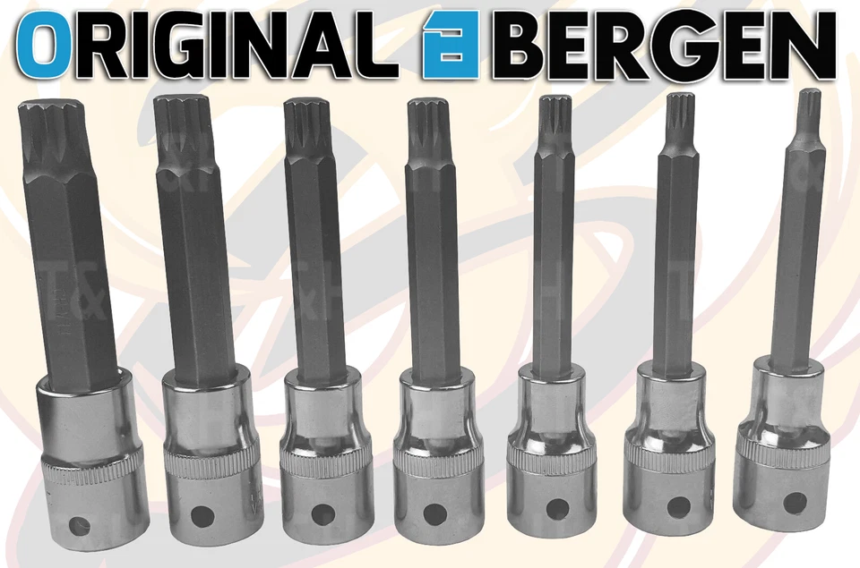 BERGEN Extra Long SPLINE BIT Socket Set 1/2"Dr Triple Square Spline Sockets-M16 - Image 3 of 4
