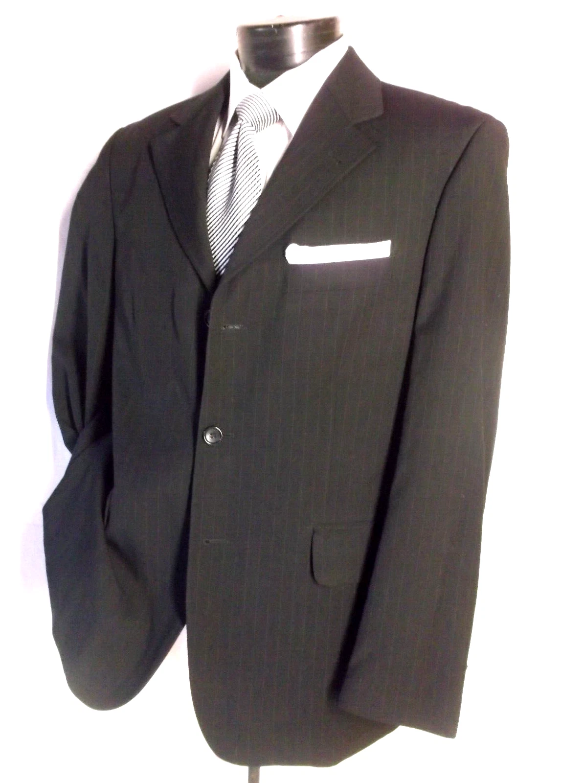 Vantage Gucci tuta nera grigia a righe 3 bottoni 38 R pantaloni 31"" W 31 1 2""L