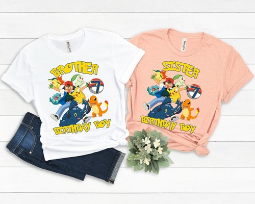 Pokemon Birthday Shirt, Pikachu Tee, Personalized Pokemon Family Birthday Shirt - Picture 3 of 5
