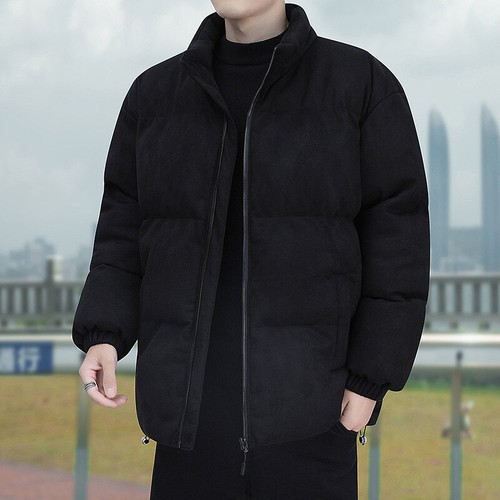 Male Winter Warm Plush Solid Pocket Coat Stand Collar Long Sleeve Zipper Jackets - Bild 23 von 31