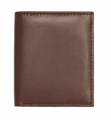 Gents Brown RFID Blocking Ultra Slim Genuine Leather Wallet Cards Notes Holder