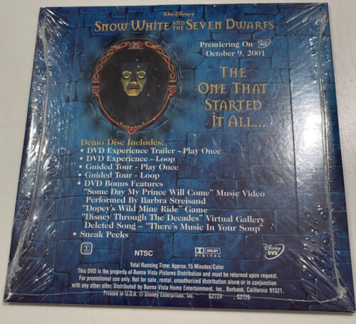 PROMO SEALED Disney Demonstration DVD w/ A Sneak Peek of “Snow White” In 2001! - Picture 2 of 2