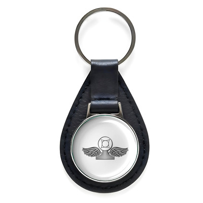 Navy Air Traffic Controller Rating Black Leather Keychain Silver Keyring