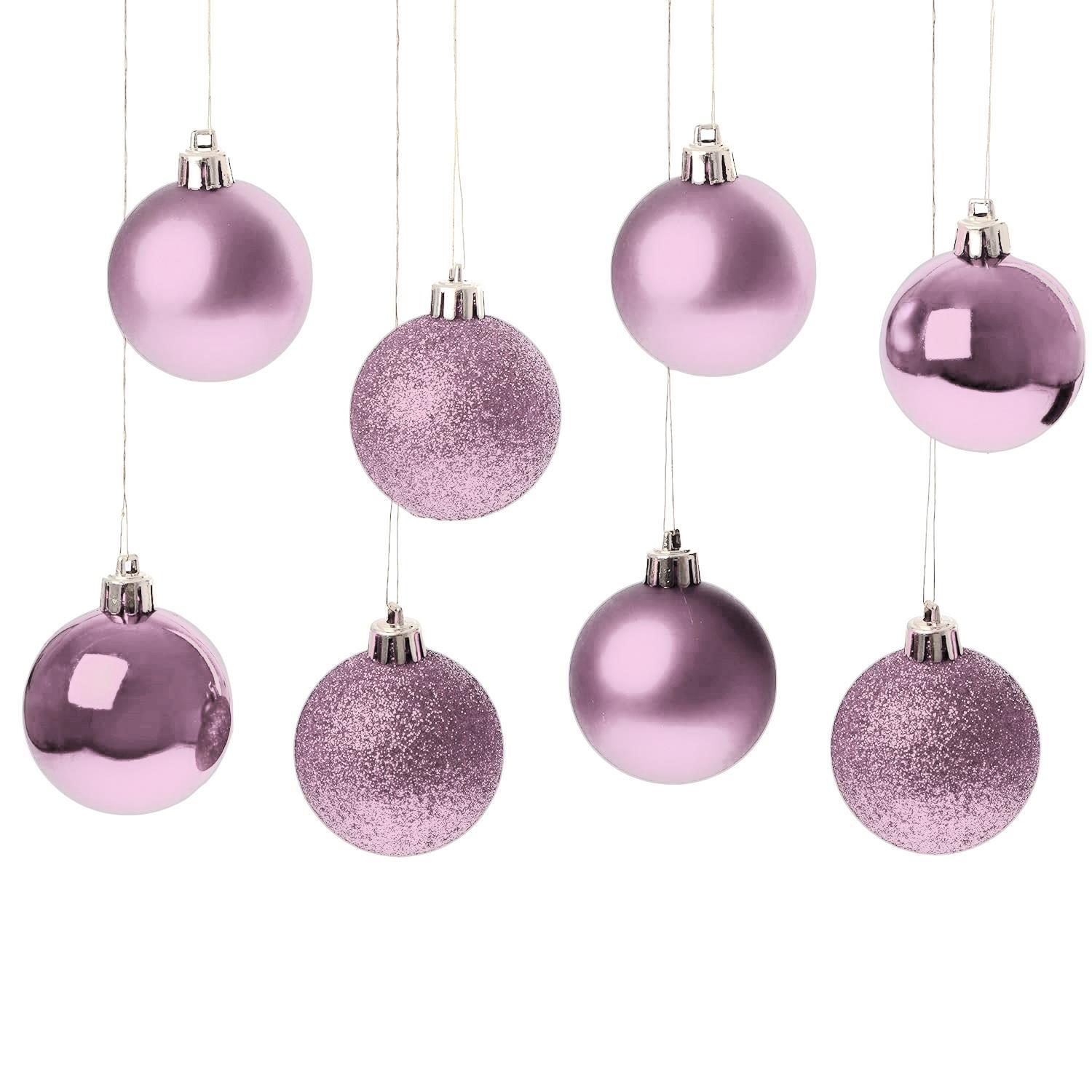 Christmas Baubles Pink Glitter Tree Decoration Xmas Balls Premier 60mm 10pcs