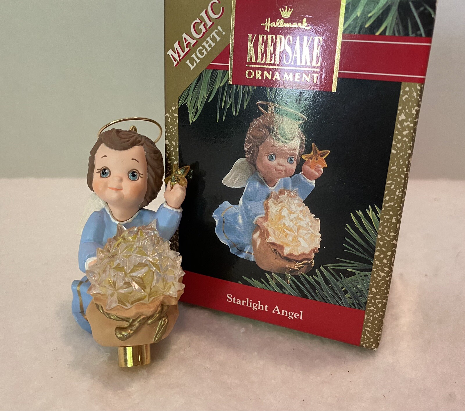 Hallmark Keepsake 1990 Starlight Angel Glow-in-the-Dark Christmas Ornament Excellent Condition