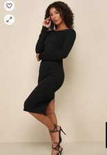 Lulu Va Va Boom Black Backless Midi Dress NWT size L