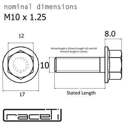 M6 X 1.0 Titanio Bi Hexagonal Brida Tuerca 12 Punto Ti Piñón Gr5