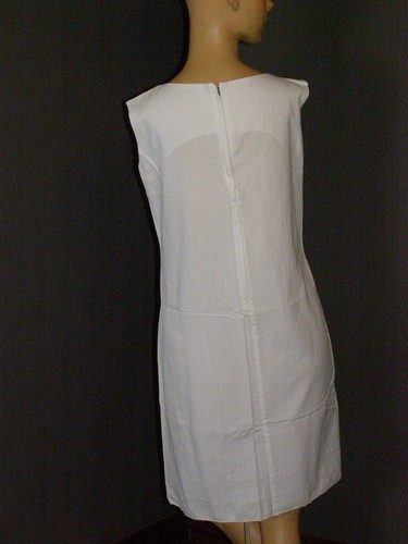 Vintage 60's white shift dress YARN EMBROIDERED colored FLOWERS cotton MOD M L - 第 11/13 張圖片