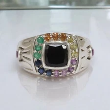 Alexandrite Cushion Cut Gemstone With 925 Sterling Silver Ring For Men's #716