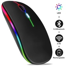 Wireless Mouse RGB Rechargeable Bluetooth Mic...
