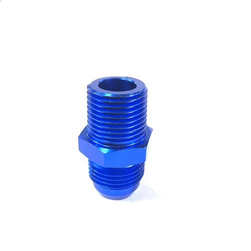 Aluminum Fitting Adapter 10AN Male end to 1/2NPT Male end Flare Straight Blue - Picture 11 of 12