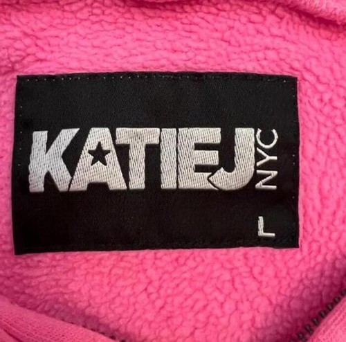 KATIE J NYC tween girls Lrg pink dylan l/s fleece hoodie zip cropped - Picture 3 of 3