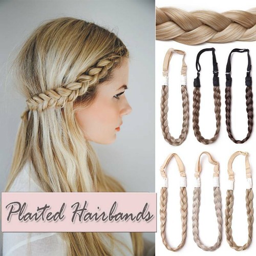 Lady Elastic Fiber Headband Hairband Plaited Braided Hair Band Hair Extension - Picture 2 of 36