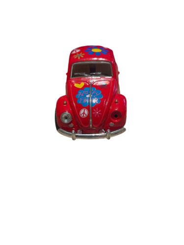 Pull Back Racer 1967 Volkswagen Beetle Hippy Flowers Peace Love Doors Open 1/32 - Picture 5 of 9