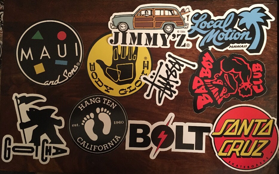 Surf Sticker Lot Jimmy'z, Bad Boy Club, Santa Cruz, Von Zippier 30