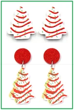 Christmas Tree Cake Earrings (Available in 2 Styles)