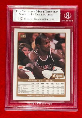 1990-91 SkyBox 233 Clyde Drexler Signed Card Beckett BAS Trail Blazers Auto - Picture 2 of 2