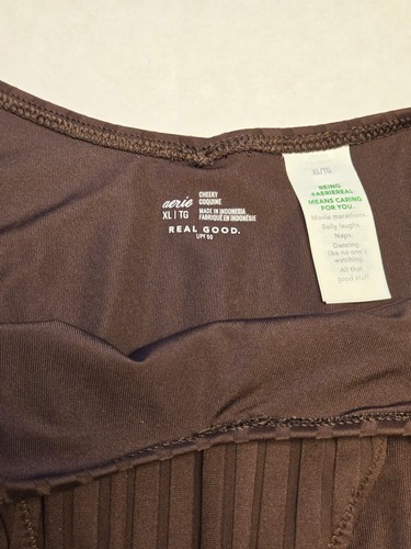 NWT American Eagle Aerie Brown Stiped Textured Swim Suit Choose Top or Bottoms - Picture 5 of 14