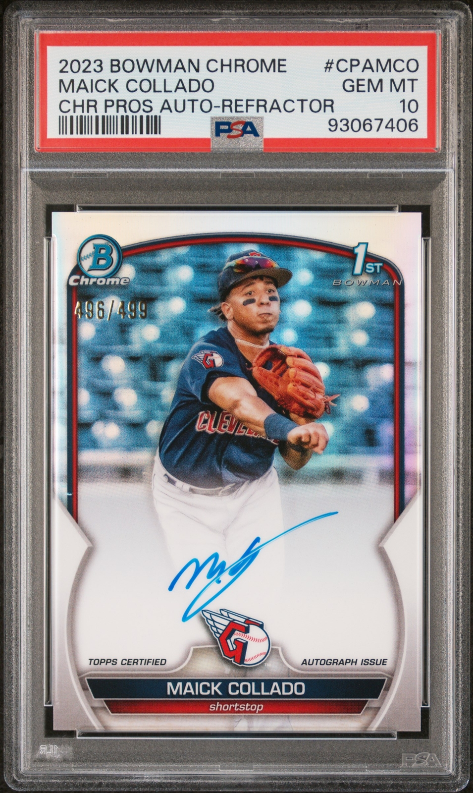 Maick Collado 2023 Bowman Chrome 1st Refractor Auto Card /499 #CPA-MCO PSA 10