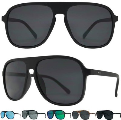 Herren Polarisierte Flat Top Piloten Sonnenbrille Luxus Groß Big Turbo Retro Herren