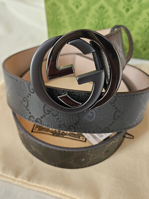 GUCCI GGロゴ ブラックベルト Gucci Men's G Logo Blondie Monogram Belt in Black Gucci