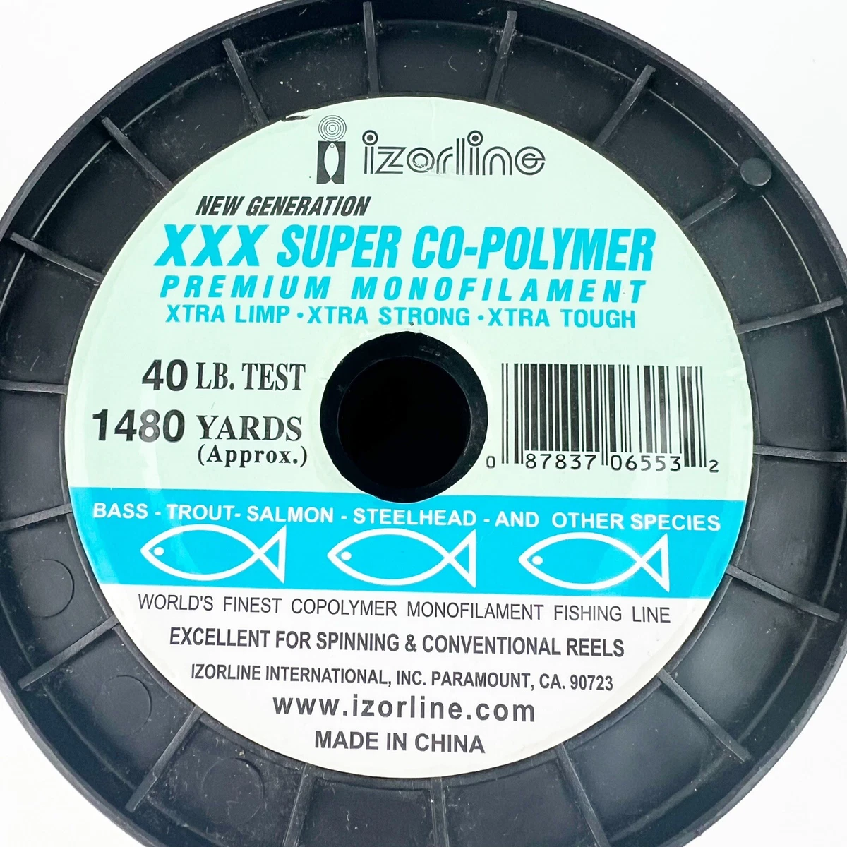 Izorline Bulk Spool XXX Super Co-Polymer Premium Mono 40LB 1480Yds Clear  *Read