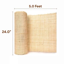 24" Width, 5ft Natural Square Cane Webbing Caning Roll Projects Woven Open-Mesh