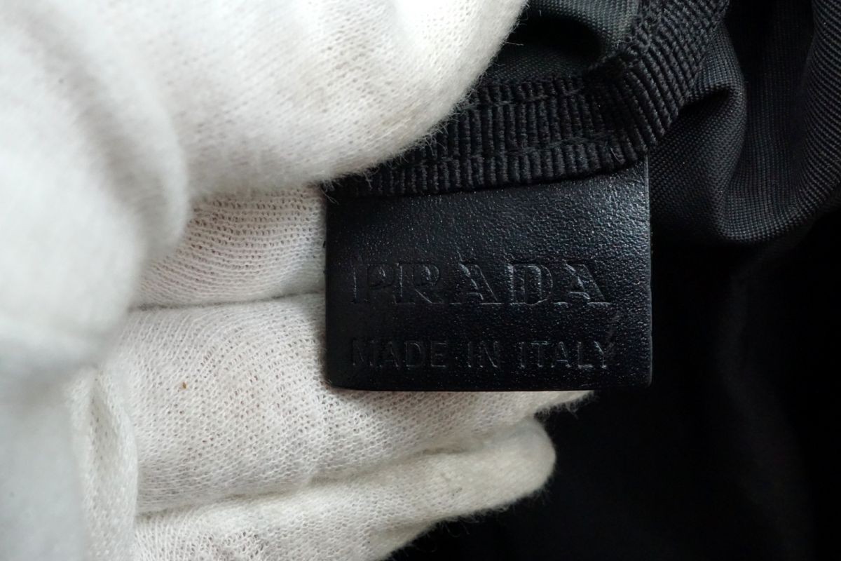 Prada Archive Shoulder Bag Tote Triangle Logo Plate Tessuto Nylon Black *Fjq5447 thumbnail 5