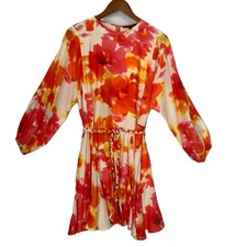 Alex Marie Dress Women 6 Cream Multi Riley Floral Lined Belt Boho Cottage NWT