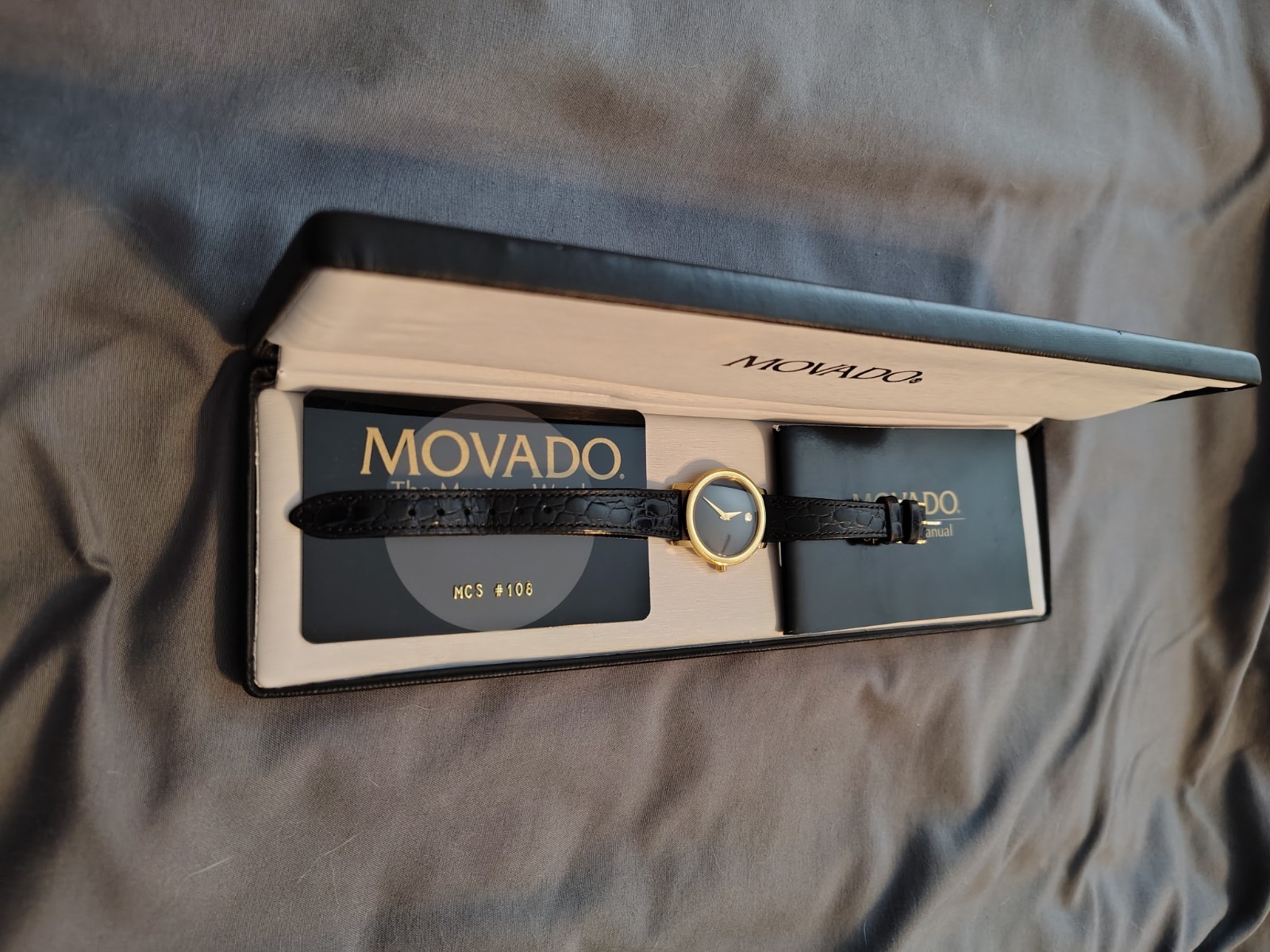 Vintage Movado Museum Classic Black and Gold Women's Watch