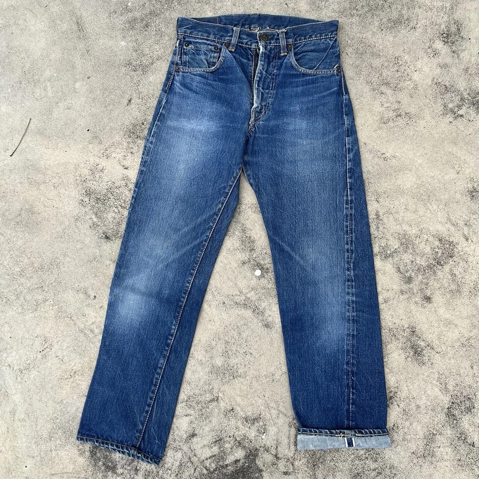 Vintage 50’s Levi’s 554ZXX Jeans Big E versteckte Nieten Selvedge Gr. 29x28 K Knopf - Bild 2 von 4