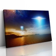 Extra Terrestrial Aliens UFO Canvas Framed Print Picture Wall Art