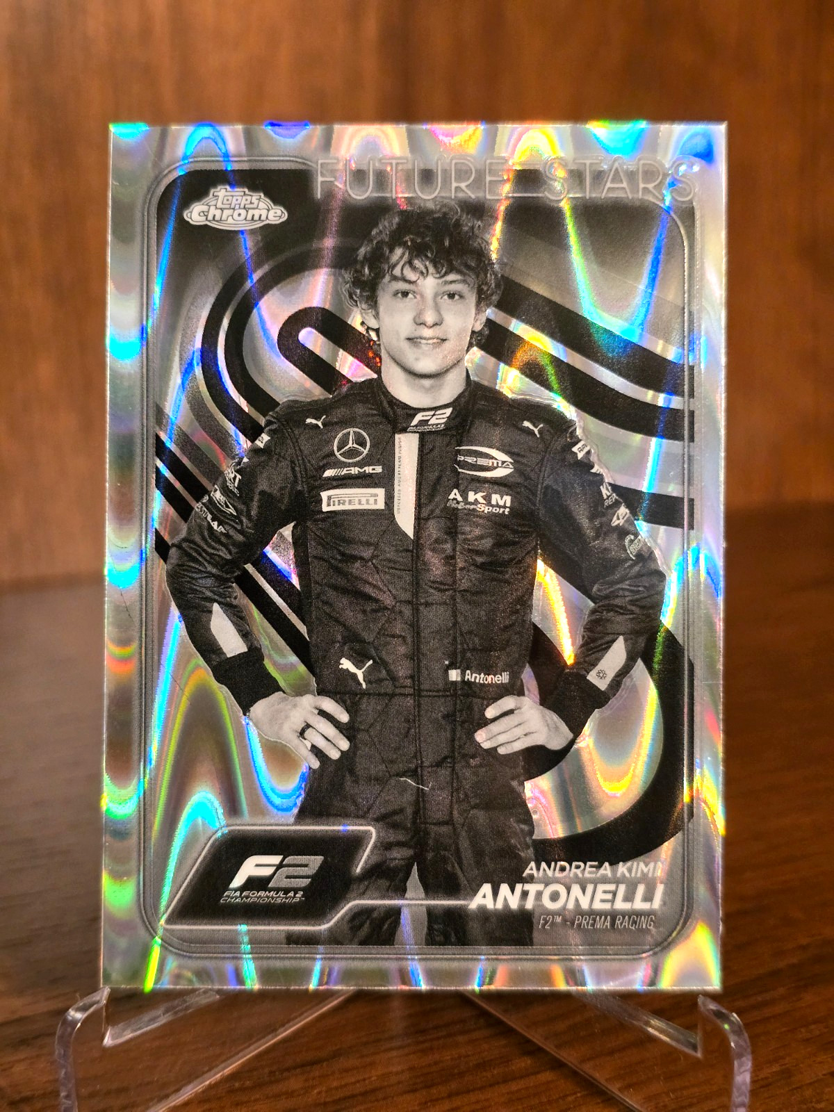 2024 Topps Chrome Formula 1 F1 Andrea Kimi Antonelli Black And White Raywave #22