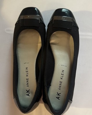 NEW Anne Klein Sport Women Black Ballet Flat Patent Buckle Shoe SZ 9.5M