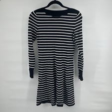 Loft Women’s Sweater Dress Size XS Striped Black White Stretch Knee Length