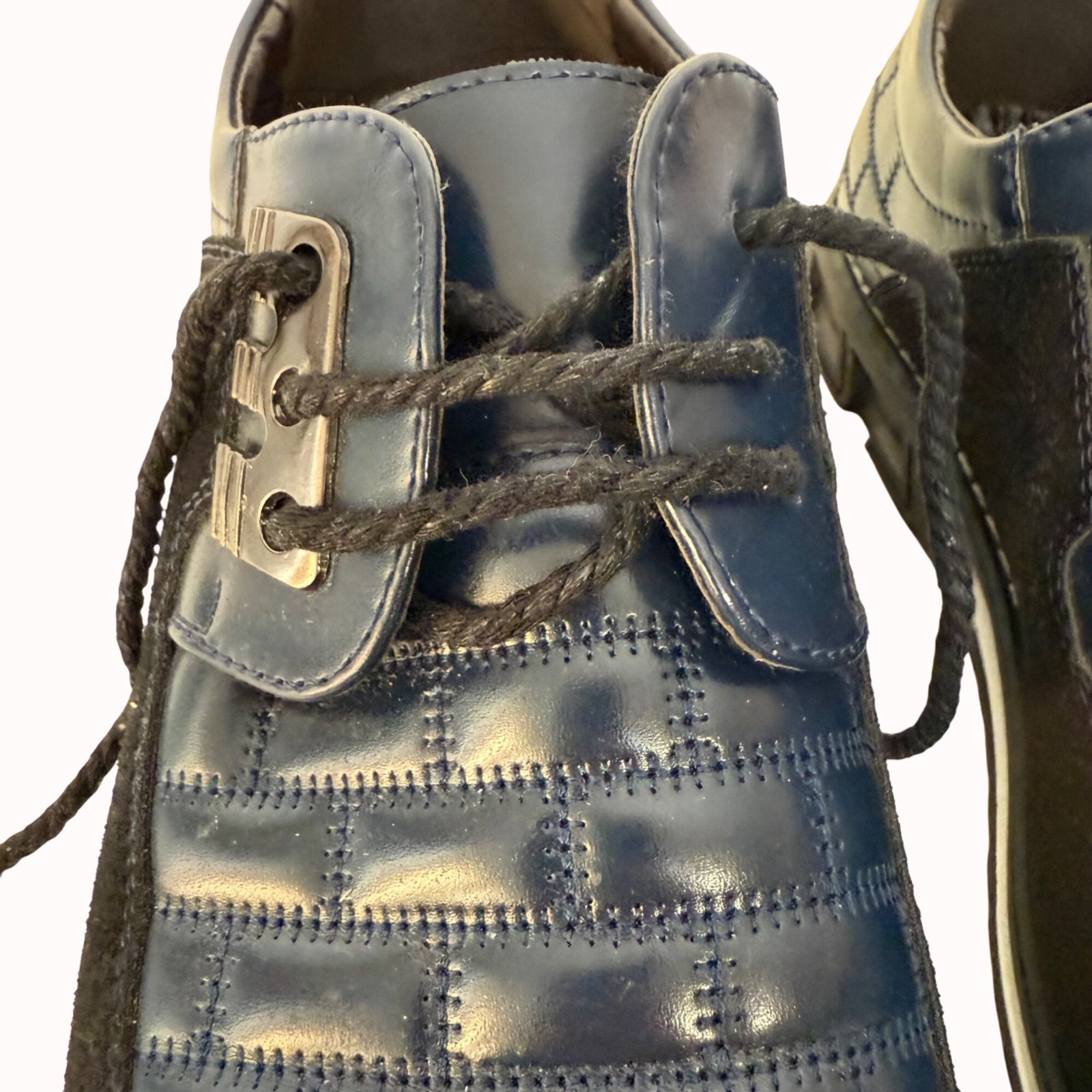 Gatsby Oxford Derby Shoes Size 8.5 Navy Blue Business Casual Shoes Retro Hipster