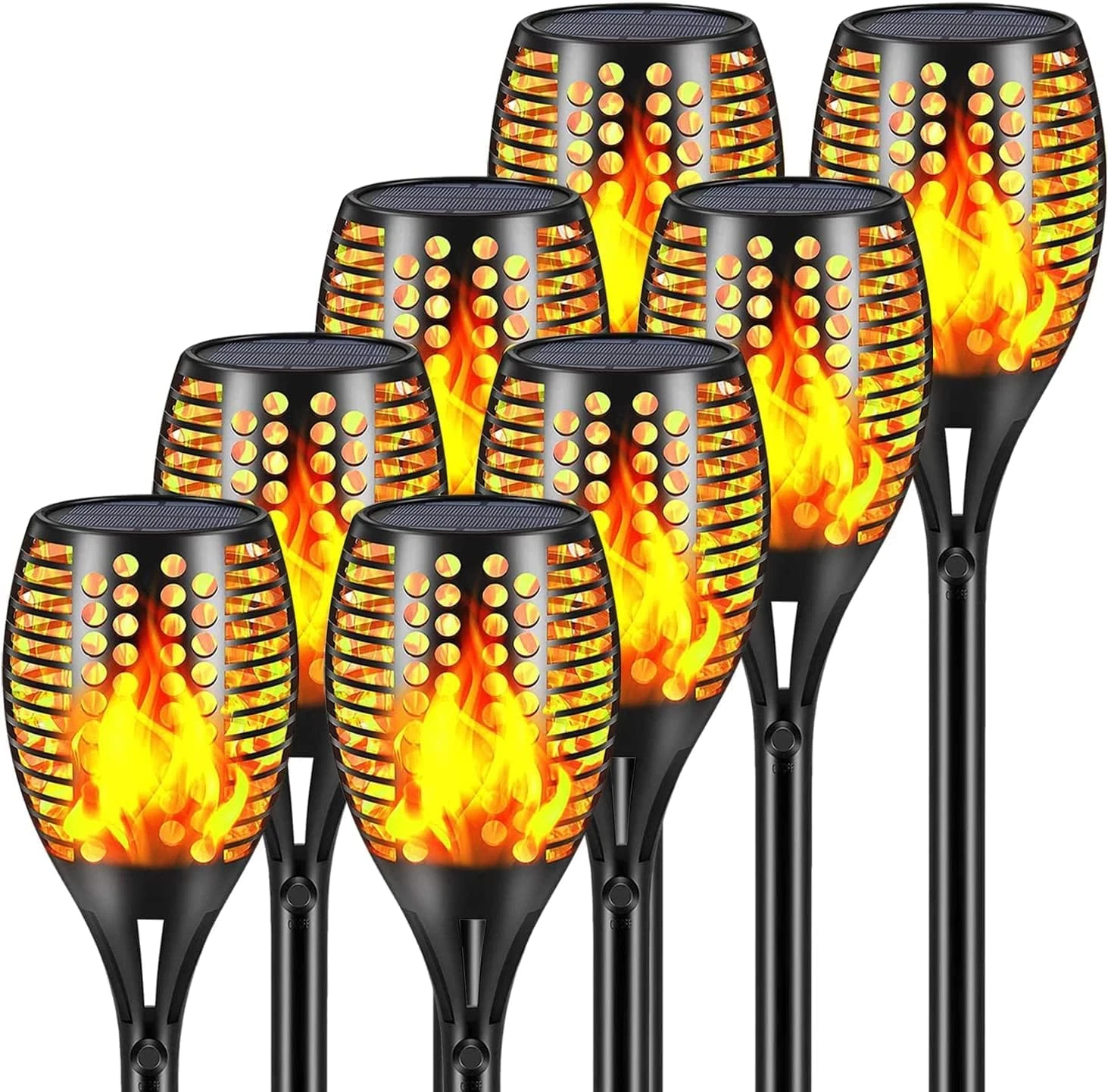 Large Solar Torch Lights - 43" Waterproof 96 LED Flickering Flames (8 Pack)