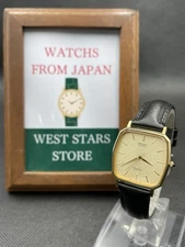 [Near Mint] Vintage SEIKO Dolce 7731-5120 Gold Black Band Quartz Men Watch JAPAN