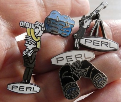SCHÖNES SET 3 PINS MARKE PERL FERNGLAS LANGANSICHT EGF DÄMONEN UND WUNDER