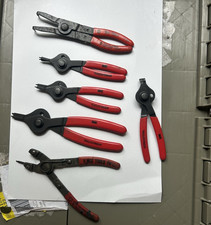 Mac Tools Red Handled Snap Ring Pliers Lot -mix Of 6 With Extra Tops B25 Mac Tools Red Handled Snap Ring Pliers Lot -mix Of 6 With Extra Tops B25