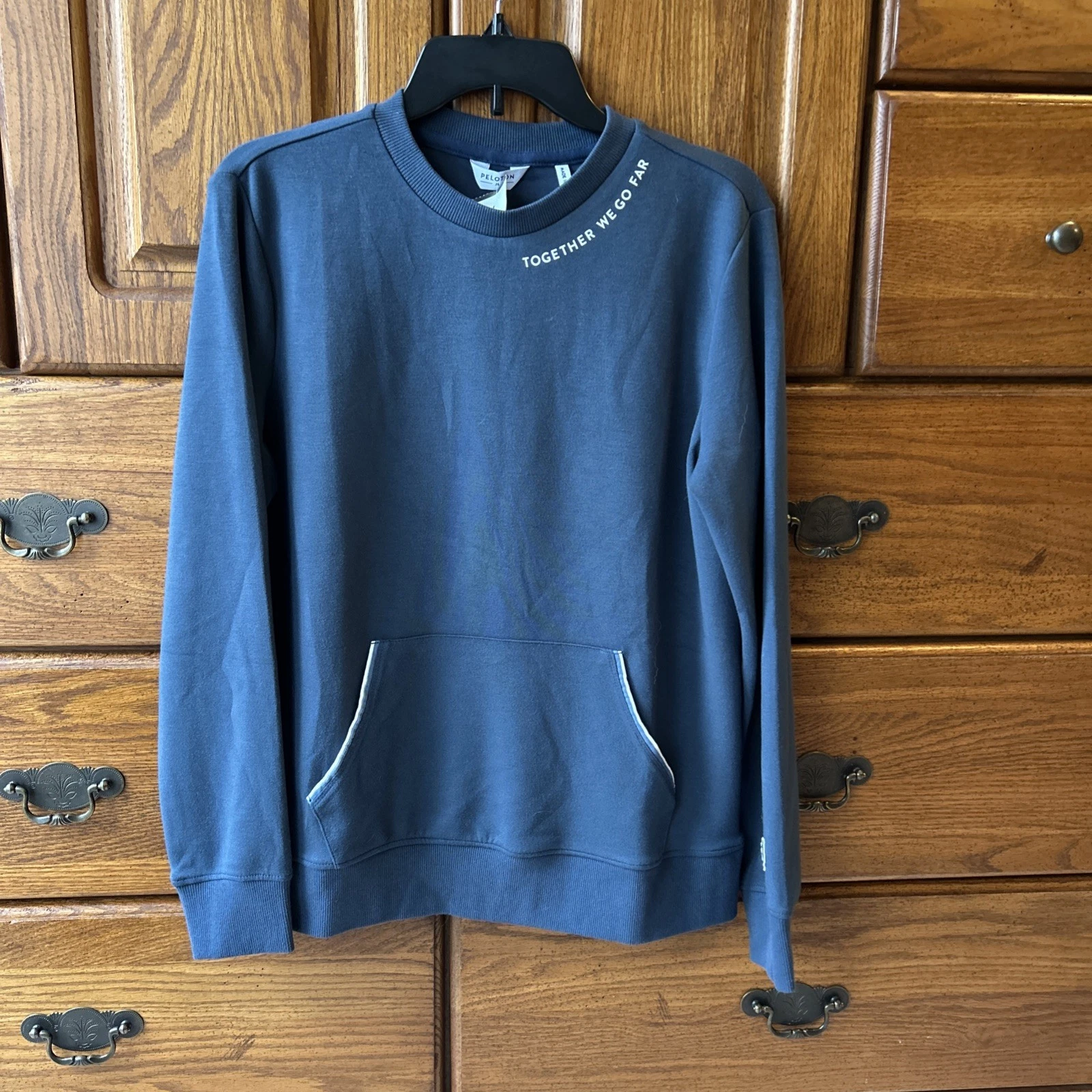 PELOTON Navy Blue ELEVATE Pocket Crewneck Pullover Sweatshirt Womens MEDIUM NEW