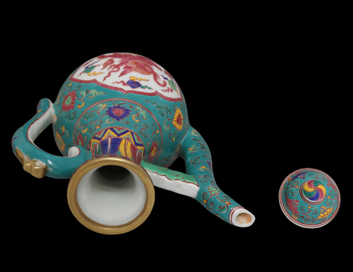 23Cm Old Xuande Signed Chinese Porcelain Cloisonne Teapot - Picture 6 of 13