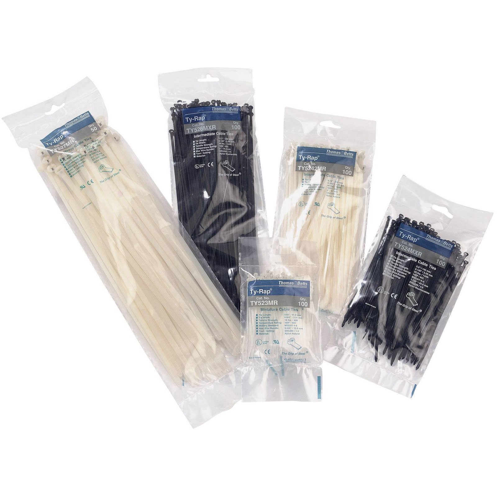 ABB Ty-Rap Cable Tie Black 361mm UV-Resistant Metal Latch 100pcs